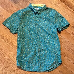 Banana shirt!  RAIL Teal and Yellow Banana 🍌 Print Shirt men’s size XL